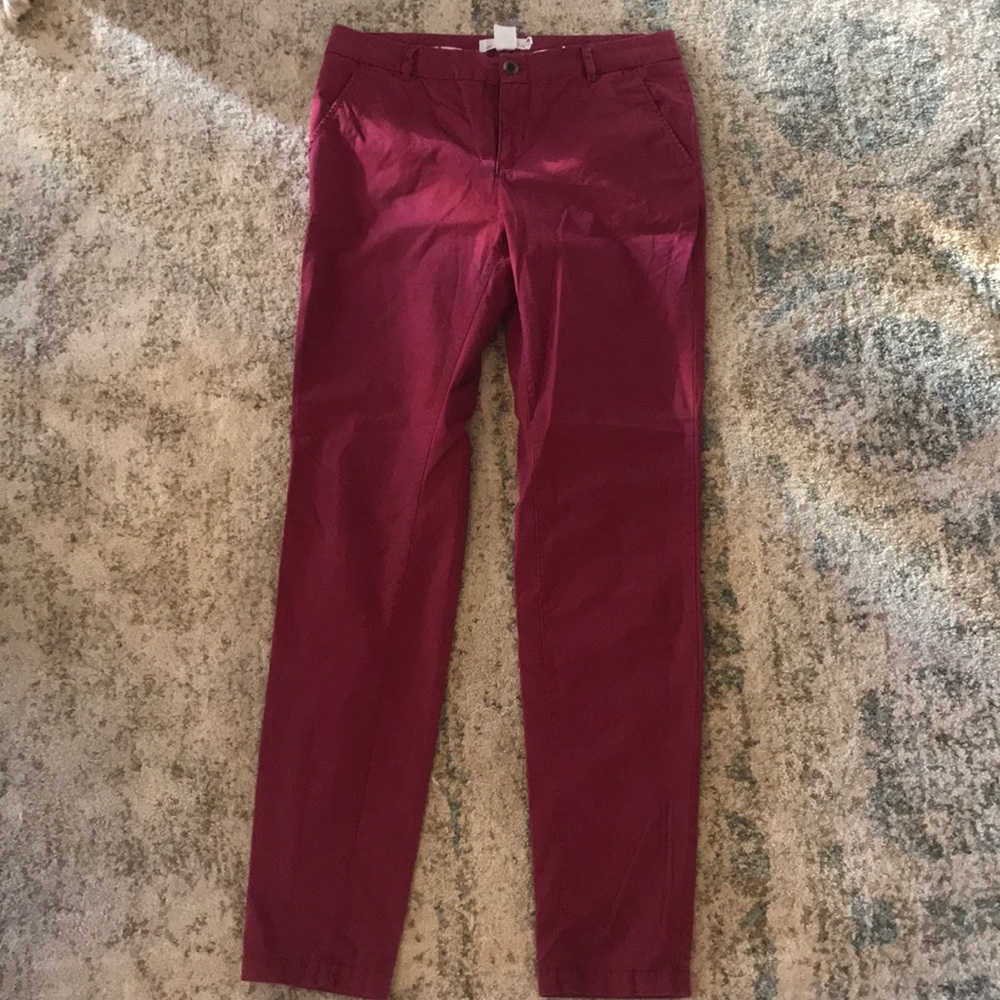 Maroon colored cotton dress pants